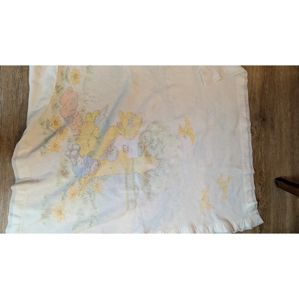 Sesame Street Thermal Baby Blanket Vintage Big Bird Waffle Weave FLAW